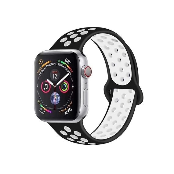 СПОРТИВНЫЙ РЕМЕШОК ДЛЯ APPLE WATCH SILICA GEL 38/40/41 ММ БЕЛЫЙ ЧЕРНЫЙ