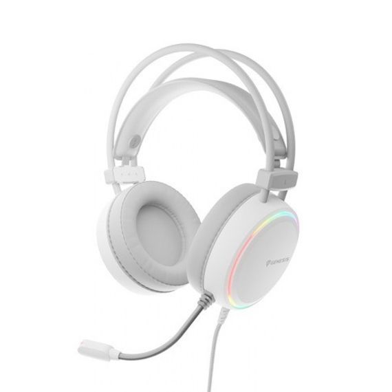 ГАРНИТУРА GENESIS NEON 613 С МИКРОФОНОМ СТЕРЕО, RGB, БЕЛЫЙ