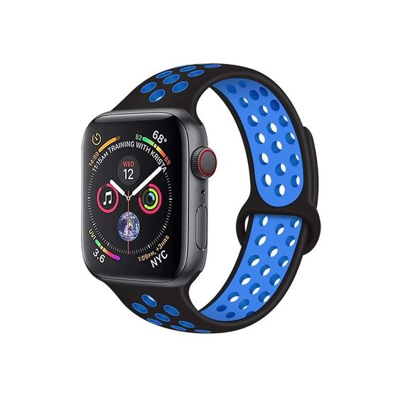 СПОРТИВНЫЙ РЕМЕШОК ДЛЯ APPLE WATCH ИЗ СИЛИКАГЕЛЯ 38/40/41 ММ M/L СИНИЙ ЧЕРНЫЙ