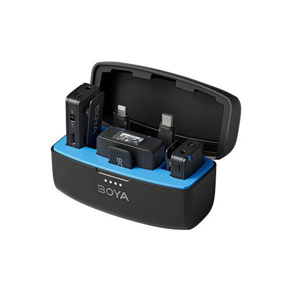 БЕСПРОВОДНОЙ МИКРОФОН BOYA 3-В-1 С ВСТРОЕННОЙ ЗАПИСЬЮ (BOYAMIC), 3 АУДИОАДАПТЕРА, ЛАВАЙЕР В КОМПЛЕКТЕ, ЧЕРНЫЙ