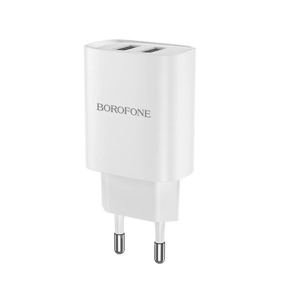 НАСТЕННОЕ ЗАРЯДНОЕ УСТРОЙСТВО BOROFONE 2XUSB 2.1A BN2 (EU), БЕЛЫЙ