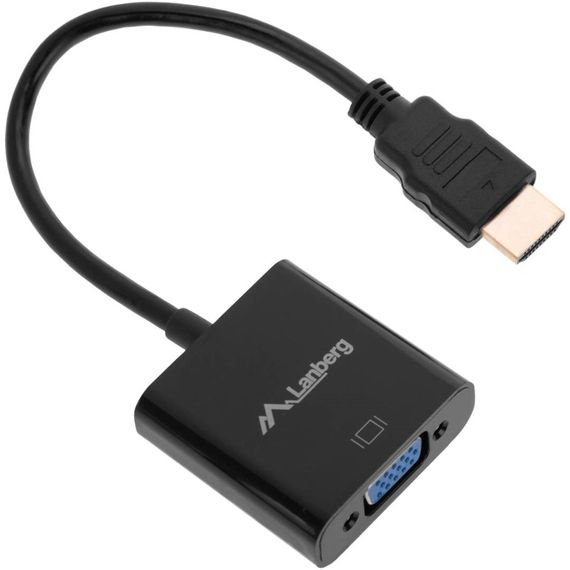 LANBERG ПЕРЕХОДНИК HDMI (M) НА VGA (F) + MINI JACK3,5 ММ (F) 20 СМ, ЧЕРНЫЙ