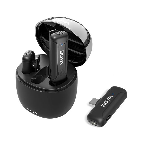 ДВУХКАНАЛЬНАЯ БЕСПРОВОДНАЯ МИКРОФОННАЯ СИСТЕМА BOYA 2,4 ГГЦ С ЗАРЯДНЫМ КЕЙСОМ (BY-WM3T-U2), РАЗЪЕМ TYPE-C, ЧЕРНЫЙ
