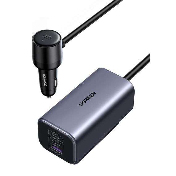 UGREEN АВТОМОБИЛЬНОЕ ЗАРЯДНОЕ УСТРОЙСТВО 2*TYPE-C + 1*USB-A ALUMINIUM 150W, СЕРЫЙ