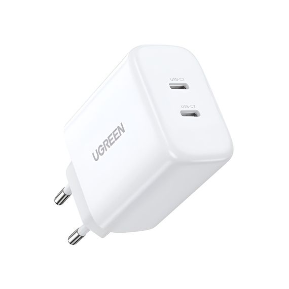 UGREEN НАСТЕННОЕ ЗАРЯДНОЕ УСТРОЙСТВО 40W 2*TYPE-C 20W+20W CD243, БЕЛЫЙ