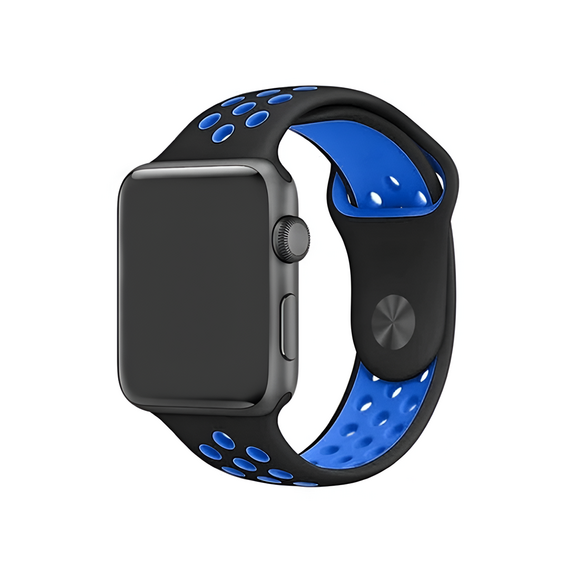 СПОРТИВНЫЙ РЕМЕШОК ДЛЯ APPLE WATCH SILICA GEL 42/44/45 ММ M/L СИНИЙ ЧЕРНЫЙ