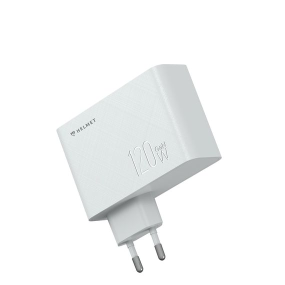 НАСТЕННОЕ ЗАРЯДНОЕ УСТРОЙСТВО ДЛЯ ШЛЕМА GAN 1*USB-A+2*TYPE-C 120W 6A, БЕЛЫЙ