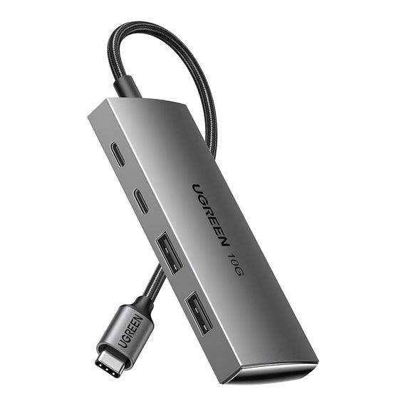 UGREEN HUB 4IN1 HUB 4IN1 TYPE-C 3.0 - 2*TYPE-C 3.2 + 2*USB 3.1 CM480, СЕРЕБРИСТЫЙ