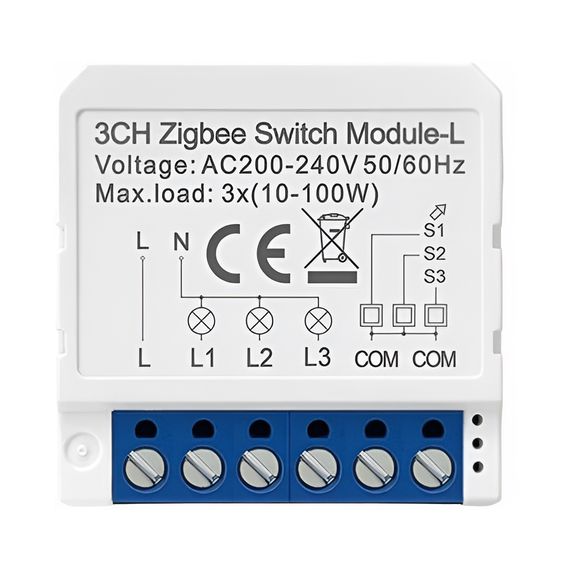 AVATTO УМНЫЙ ВЫКЛЮЧАТЕЛЬ 3 GANG 100W ZIGBEE (БЕЗ НЕЙТРАЛЬНОГО ПРОВОДА)