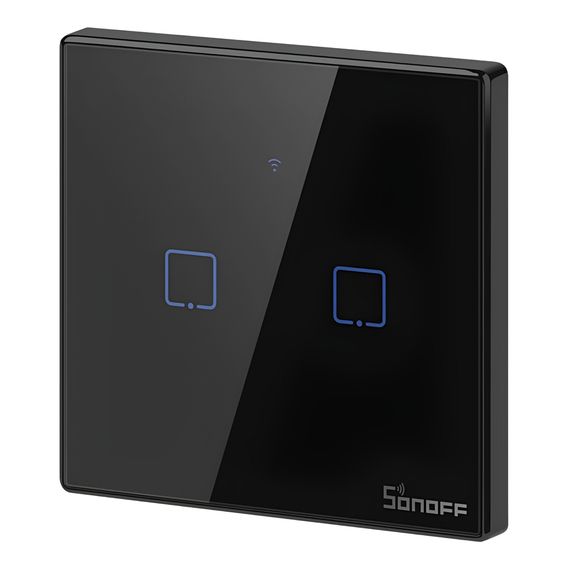 SONOFF SMART WALL SWITCH TX SERIES 2 GANG EU WI-FI, BLACK (T3EU2C) (НЕЙТРАЛЬНЫЙ ПРОВОД)