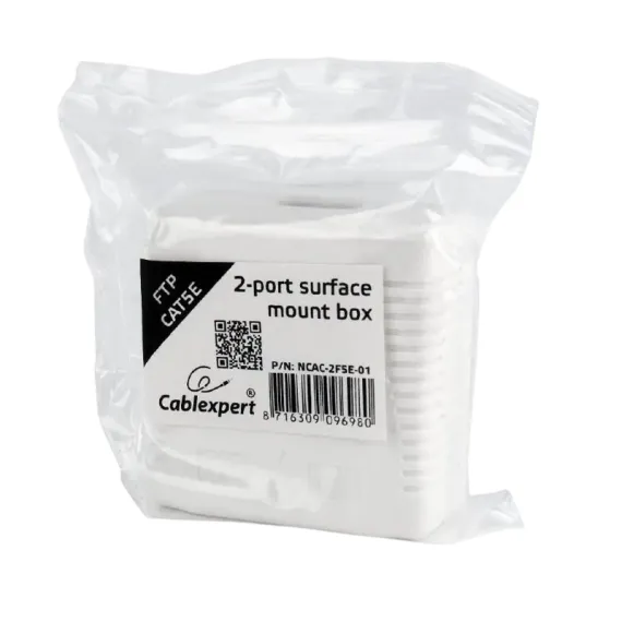 РОЗЕТКА ДЛЯ НАСТЕННОГО КРЕПЛЕНИЯ CABLEXPERT NCAC-2F5E-01, БЕЛЫЙ