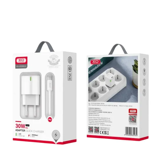 ЗАРЯДНОЕ УСТРОЙСТВО XO CE06, 30ВТ, БЕЛЫЙ