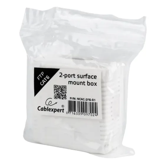 РОЗЕТКА ДЛЯ НАСТЕННОГО КРЕПЛЕНИЯ CABLEXPERT NCAC-2F6-01, БЕЛЫЙ