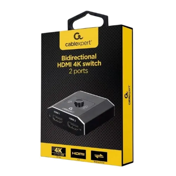 ДВУНАПРАВЛЕННЫЙ ПЕРЕКЛЮЧАТЕЛЬ HDMI CABLEXPERT DSW-HDMI-21, ЧЁРНЫЙ