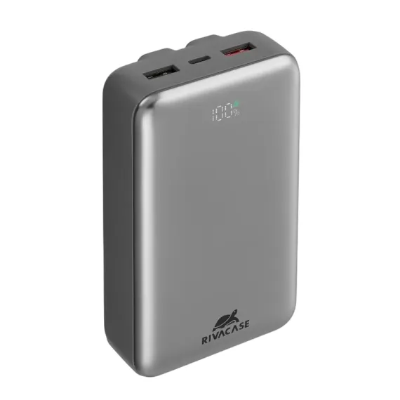 ПОРТАТИВНОЕ ЗАРЯДНОЕ УСТРОЙСТВО RIVACASE VA2612, 20000МА·Ч, СЕРЕБРИСТЫЙ