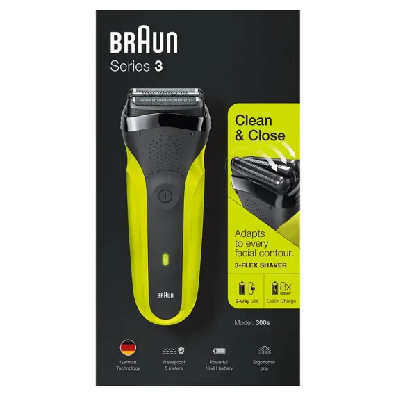 ЭЛЕКТРОБРИТВА МУЖСКАЯ BRAUN SERIES 3 300S, ЗЕЛЕНЫЙ | ЧЕРНЫЙ