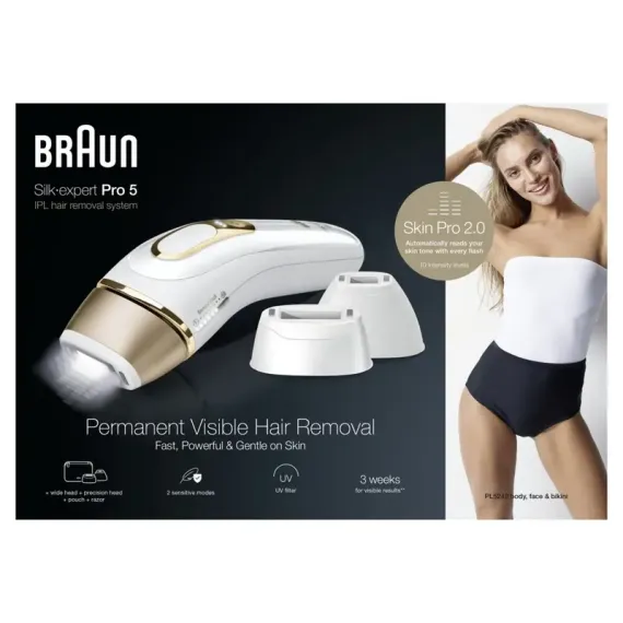 ФОТОЭПИЛЯТОР BRAUN SILK-EXPERT PRO 5 PL5242, БЕЛЫЙ | ЗОЛОТИСТЫЙ