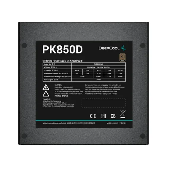 БЛОК ПИТАНИЯ ДЛЯ КОМПЬЮТЕРОВ DEEPCOOL PK850D, 850ВТ, ATX, НЕМОДУЛЬНЫЙ