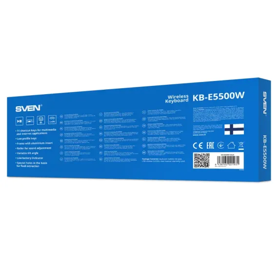 КЛАВИАТУРА SVEN KB-E5500W, БЕСПРОВОДНОЕ, ЧЁРНЫЙ | СЕРЕБРИСТЫЙ