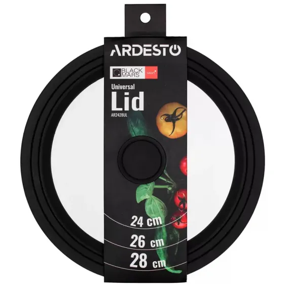 КРЫШКА ARDESTO BLACK MARS SMART AR2428UL, 28СМ, ЧЕРНЫЙ | ПРОЗРАЧНЫЙ