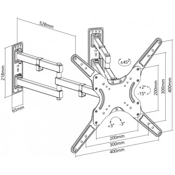 НАКЛОННО-ПОВОРОТНОЕ НАСТЕННОЕ КРЕПЛЕНИЕ REFLECTA FLEXO 55-4040TC, ЧЁРНЫЙ