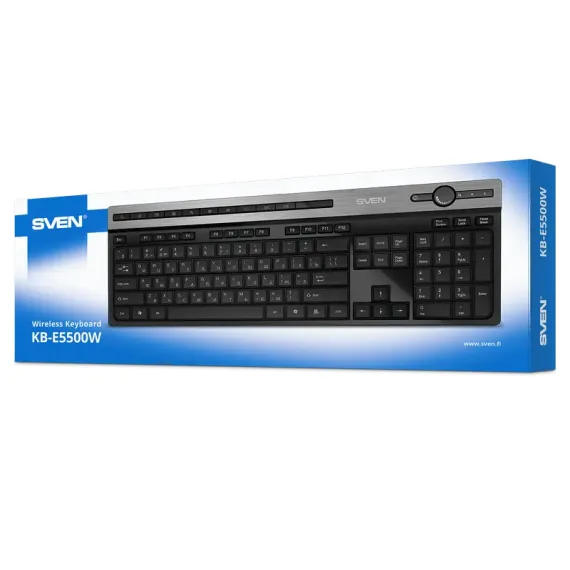 КЛАВИАТУРА SVEN KB-E5500W, БЕСПРОВОДНОЕ, ЧЁРНЫЙ | СЕРЕБРИСТЫЙ