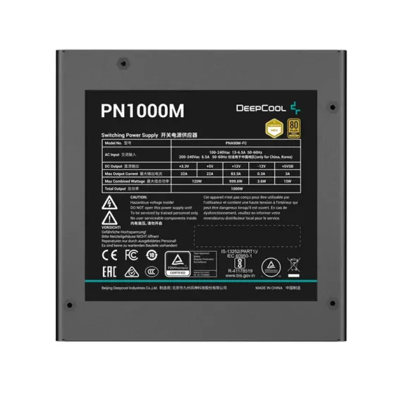 БЛОК ПИТАНИЯ ДЛЯ КОМПЬЮТЕРОВ DEEPCOOL PN1000M, 1000ВТ, ATX, ПОЛНОСТЬЮ МОДУЛЬНЫЙ