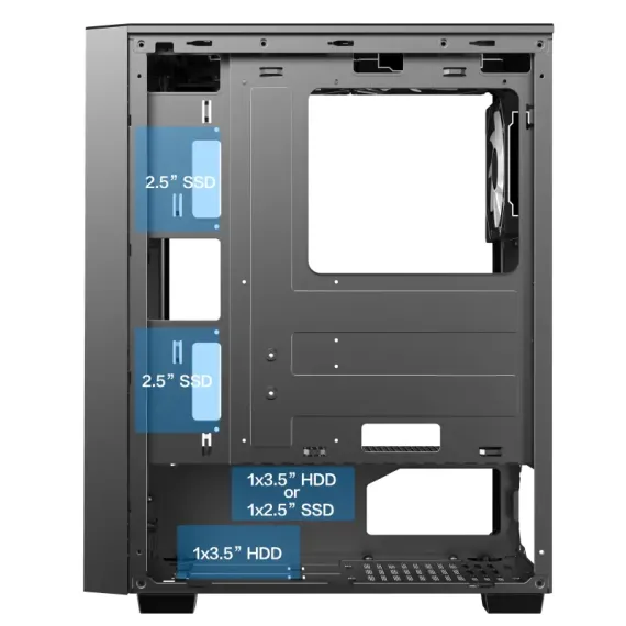 КОМПЬЮТЕРНЫЙ КОРПУС GAMEMAX PRISM, MIDI-TOWER, БЕЗ БЛОКА ПИТАНИЯ, ЧЁРНЫЙ