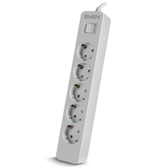 SURGE PROTECTOR SVEN SF-05, 5 SOCKETS, 1.8M, WHITE, COLOR BOX