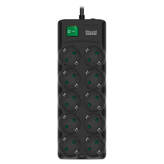 СЕТЕВОЙ ФИЛЬТР SVEN SF-10E-16, 10 РОЗЕТОК, 5М, ЧЕРНЫЙ