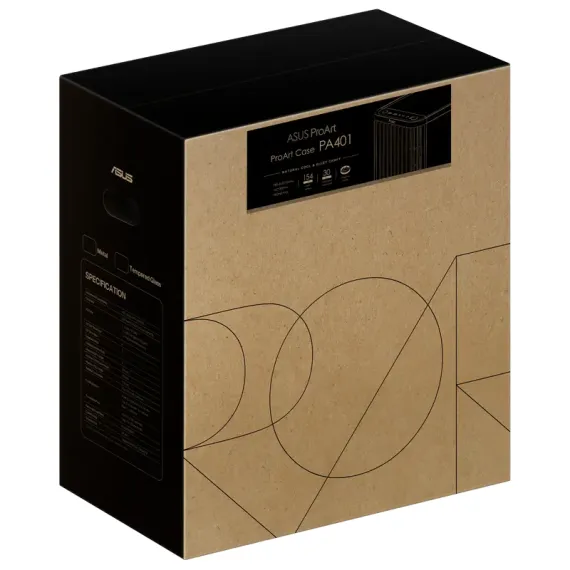 КОМПЬЮТЕРНЫЙ КОРПУС ASUS PROART PA401 WOOD TG, MIDI-TOWER, БЕЗ БЛОКА ПИТАНИЯ, ЧЁРНЫЙ