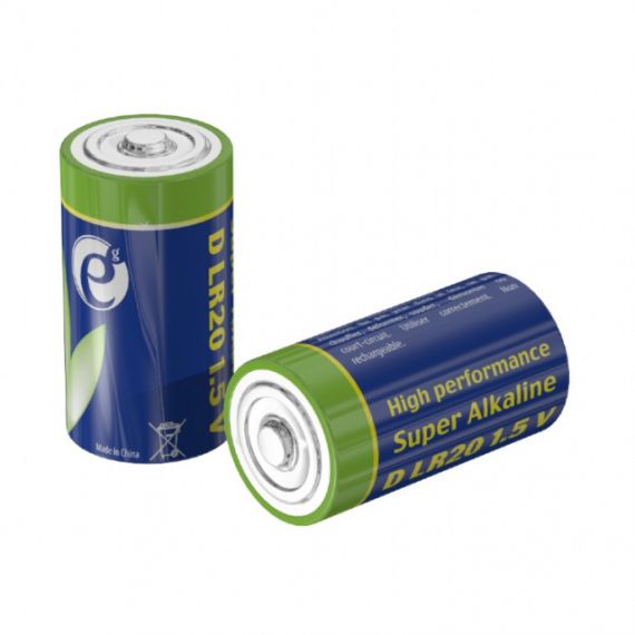 GEMBIRD ALCALINE BATTERY D-CELL LR20 1.5V,  2PCS, HIGH PERFORMANCE AND LONG LIFETIME