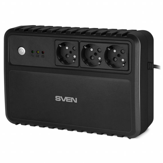 SVEN UP-L800, LINE-INTERACTIVE UPS WITH AVR, 800VA /400W, 3 X SCHUKO OUTLETS, LED STATUS INDICATION, USB, BLACK