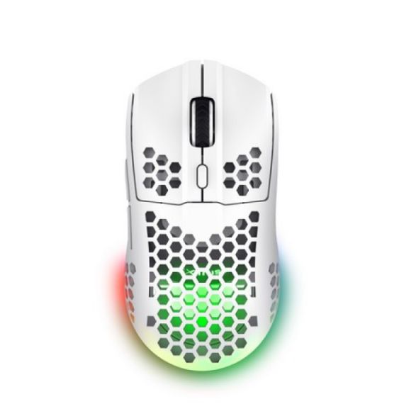 TRUST ULTRA-LIGHTWEIGHT GAMING MOUSE GXT 929W HELOX, WIRELESS GAMING MOUSE WITH BUILT-IN RECHARGEABLE BATTERY, RGB, MICRO RECEIVER, 800-4800 DPI, 6 BUTTONS, 2.4GHZ, 10 M, UP TO 80 HOURS PLAYTIME, WHITE