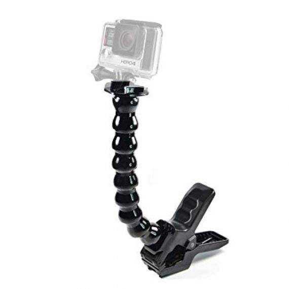 GOPRO JAWS: FLEX CLAMP -ATTACH YOUR CAMERA DIRECTLY TO THE CLAMP FOR LOW-PROFILE MOUNTING, OR USE THE OPTIONAL NECK TO ACHIEVE A WIDER RANGE OF CAMERA-ANGLE ADJUSTABILITY, COMPATIBLE WITH ALL GOPRO CAMERAS.
