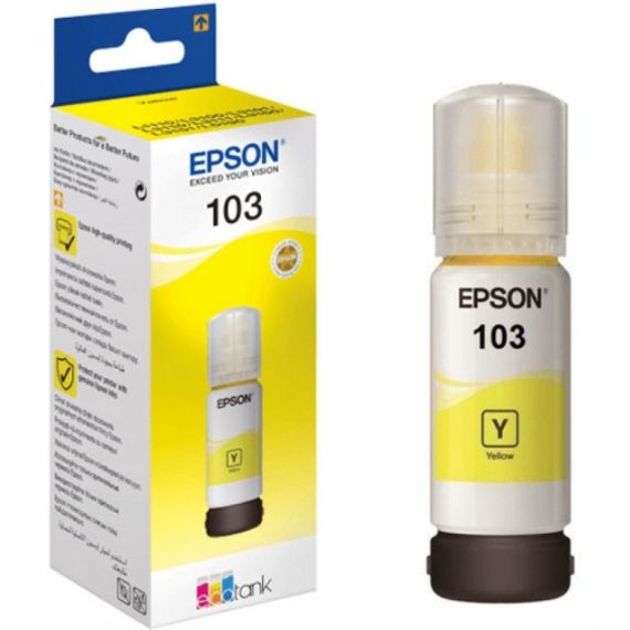 EPSON 103 ECOTANK YELLOW INK BOTTLE 65 ML, 7500 P. FOR L3200/3250/3256/3260/3266/3550