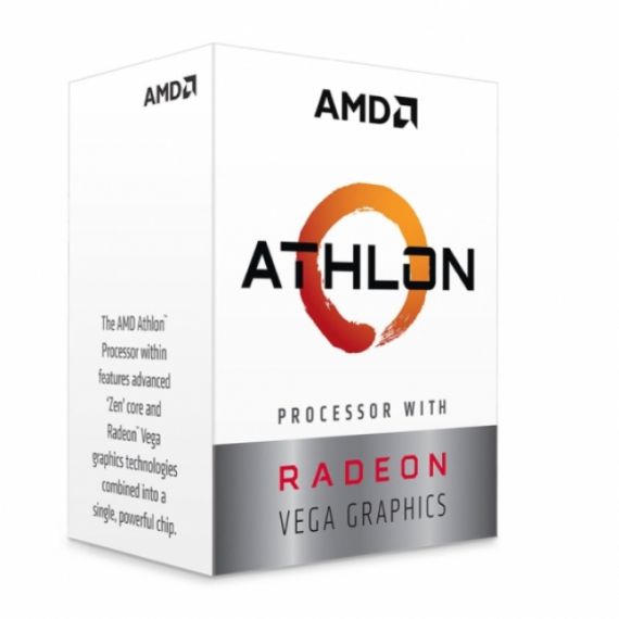 AMD ATHLON 3000G, SOCKET AM4, 3.5GHZ (2C/4T), 1MB L2 + 4MB L3 CACHE, INTEGRATED RADEON VEGA 3 GRAPHICS, 14NM 35W, UNLOCKED, TRAY