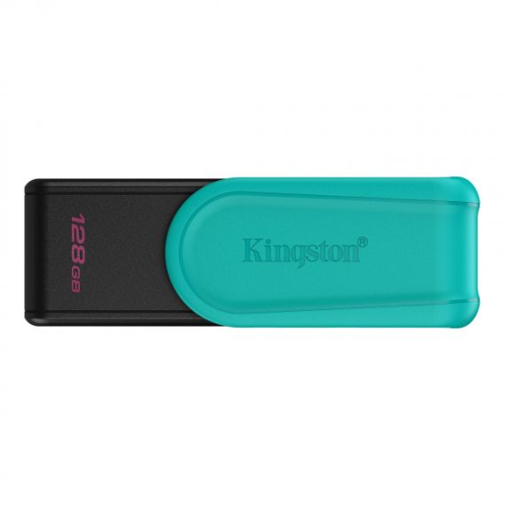 128GB USB3.2  KINGSTON DATATRAVELER EXODIA S BLACK/TEAL, MOVING CAP DESIGN, (READ 100 MBYTE/S, WRITE 12 MBYTE/S)