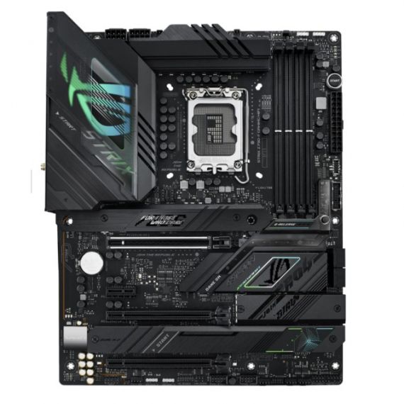 ASUS ROG STRIX Z790-F GAMING WIFI, SOCKET 1700, 17 PHASES, INTEL(R) Z790 (13/12TH GEN CPU), CPU GRAPHICS, HDMI, DP, DUAL 4XDDR5-7800, 3XPCIE X16 5.0, 4 XSATA3, RAID, 4XM.2 4.0, 1XPCIE X1, ALC4080/SPDIF, 2.5GBE LAN, WIFI6E/BT, 2XUSB-C 3.2GEN2X2, 3XUSB 3.2GEN