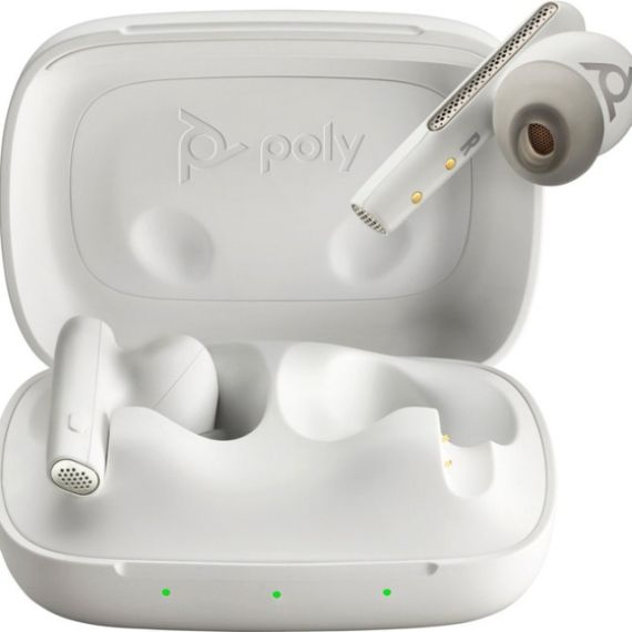 POLY VOYAGER FREE 60 UC TRUE WIRELESS EARBUDS WHITE SAND,  +BT700 USB-A ADAPTER +BASIC CHARGE CASE, USB-A, UP TO 30 M, BLUETOOTH(R) CORE 5.3, ANC, SOUNDGUARD DIGITAL, UP TO 16.5 HOURS, TWO DEVICES AT THE SAME TIME, 5.8 G (EACH EARBUD)