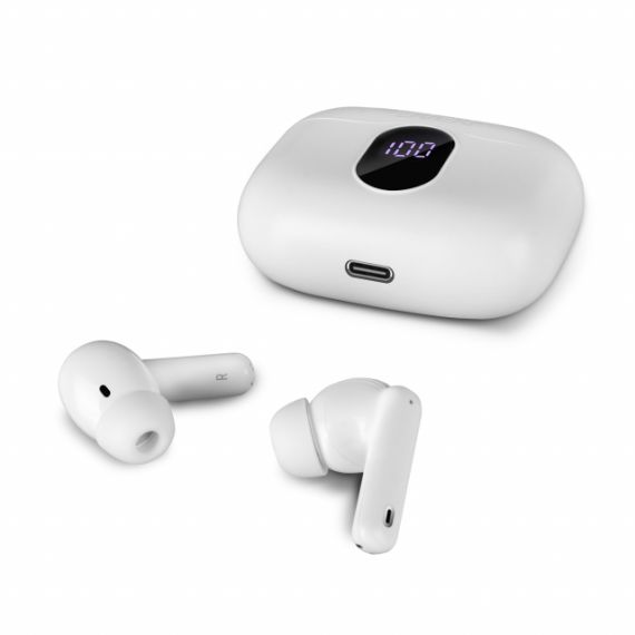 SVEN E-310B, TWS WIRELESS IN-EAR STEREO EARBUDS WITH MICROPHONE, BLUETOOTH 5.4, ANC, ENC, TRANSPARENCY MODE, GAME MODE, SMART LIFE APP, LED DISPLAY, ”FIND ME” FUNCTION, 26 HOURS BATTERY LIFE WITH THE CHARGING CASE, SENSOR BUTTONS, WHITE