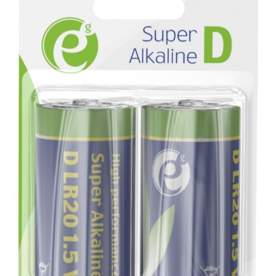 GEMBIRD ALCALINE BATTERY D-CELL LR20 1.5V,  2PCS, HIGH PERFORMANCE AND LONG LIFETIME