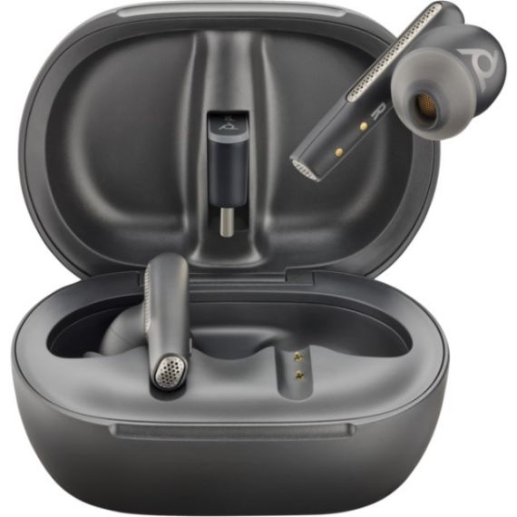 POLY VOYAGER FREE 60+ UC CARBON BLACK EARBUDS +BT700 USB-C ADAPTER +TOUCHSCREEN CHARGE CASE, UP TO 30 M, BLUETOOTH(R) CORE 5.3, ANC, SOUNDGUARD DIGITAL, UP TO 16.5 HOURS, TWO DEVICES AT THE SAME TIME, 5.8 G (EACH EARBUD)