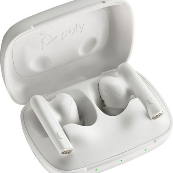 POLY VOYAGER FREE 60 UC TRUE WIRELESS EARBUDS WHITE SAND,  +BT700 USB-A ADAPTER +BASIC CHARGE CASE, USB-A, UP TO 30 M, BLUETOOTH(R) CORE 5.3, ANC, SOUNDGUARD DIGITAL, UP TO 16.5 HOURS, TWO DEVICES AT THE SAME TIME, 5.8 G (EACH EARBUD)