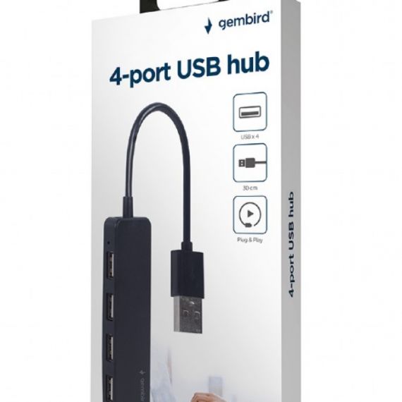 GEMBIRD USB HUB UHB-U2P4-06, 4 PORTS, USB 2.0, 30 CM CABLE, BLACK