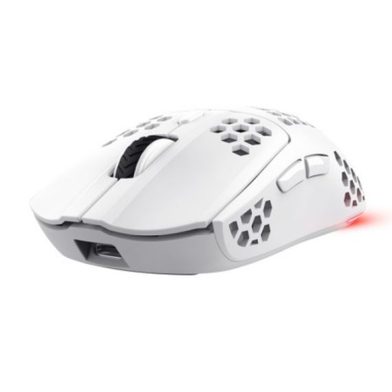 TRUST ULTRA-LIGHTWEIGHT GAMING MOUSE GXT 929W HELOX, WIRELESS GAMING MOUSE WITH BUILT-IN RECHARGEABLE BATTERY, RGB, MICRO RECEIVER, 800-4800 DPI, 6 BUTTONS, 2.4GHZ, 10 M, UP TO 80 HOURS PLAYTIME, WHITE
