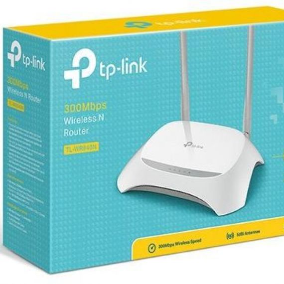 TP-LINK TL-WR840N  N300 WIRELESS ROUTER, BROADCOM, 2T2R, 300MBPS ON 2.4GHZ, 802.11N/B/G, 1 WAN + 4 LAN, 2 FIXED ANTENNAS, +EU ADAPTER