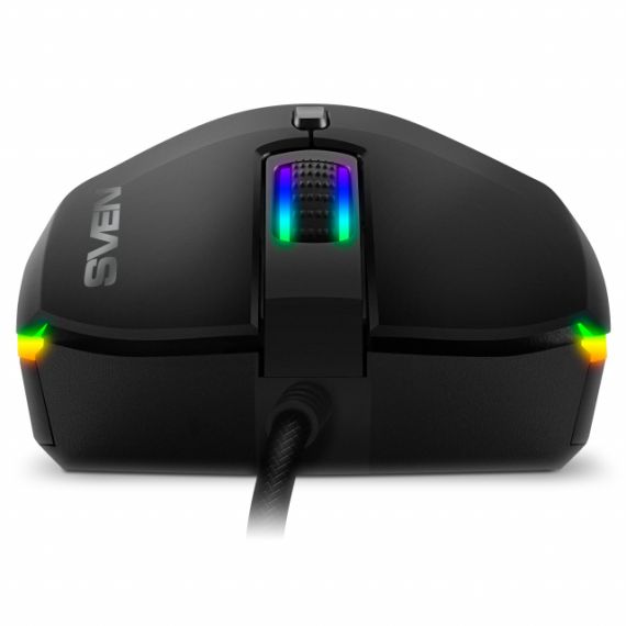 SVEN RX-G995 PROGRAMMABLE GAMING MOUSE, 1000 - 16000 DPI, PROGRAMMABLE 5+1 BUTTONS (SCROLL WHEEL),  GAMING SENSOR PIXART 3389, CUSTOMIZABLE RGB BACKLIGHTT, DURABLE BRAIDED CABLE, USB, 1.8M, BLACK