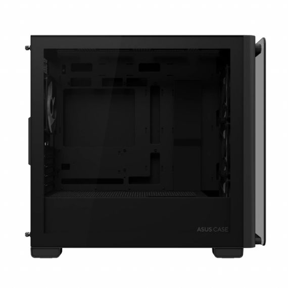 A23 PLUS ASUS TG ARGB BLACK CASE, W/O PSU, MICROATX CASE WITH STANDOFF-MOUNTED TG FRONT PAN, SUPPORT HIDDEN-CONNECTORS MBS, FRONT: 3X 120MM ARGB FANS, REAR: 1X 120MM ARGB FAN, 1X 2.5”, 2X 2.5”/3.5”, 1XUSB-C,2XUSB 3.2, 1XHEADPHONE, 1X MIC, SUPPORT 360MM, V