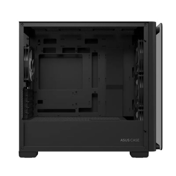 A23 PLUS ASUS TG ARGB BLACK CASE, W/O PSU, MICROATX CASE WITH STANDOFF-MOUNTED TG FRONT PAN, SUPPORT HIDDEN-CONNECTORS MBS, FRONT: 3X 120MM ARGB FANS, REAR: 1X 120MM ARGB FAN, 1X 2.5”, 2X 2.5”/3.5”, 1XUSB-C,2XUSB 3.2, 1XHEADPHONE, 1X MIC, SUPPORT 360MM, V